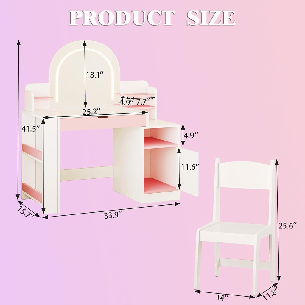 3 in 1 White Kids Vanity Set