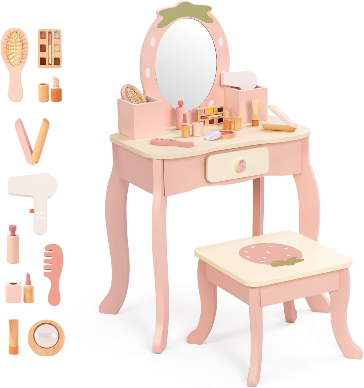 Pink Strawberry Kids Vanity Set