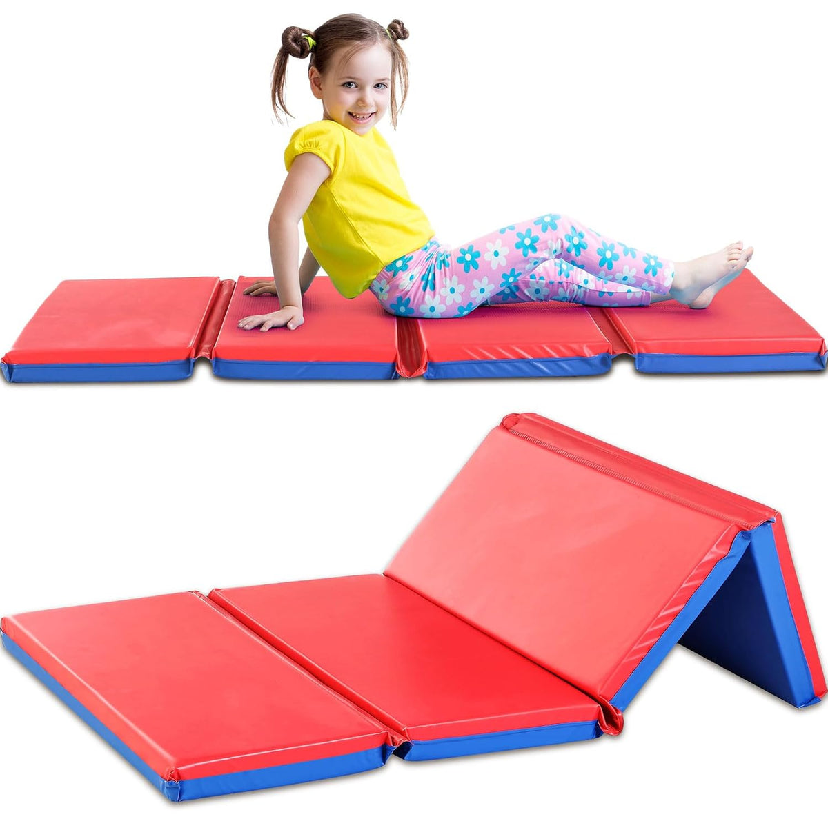 Red Blue 4-Section Kids Nap Mat