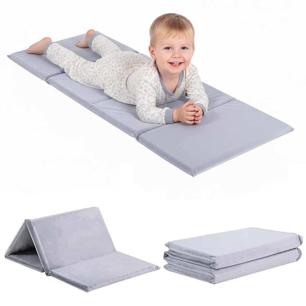 Grey Fleece Foldable Kids Nap Mat