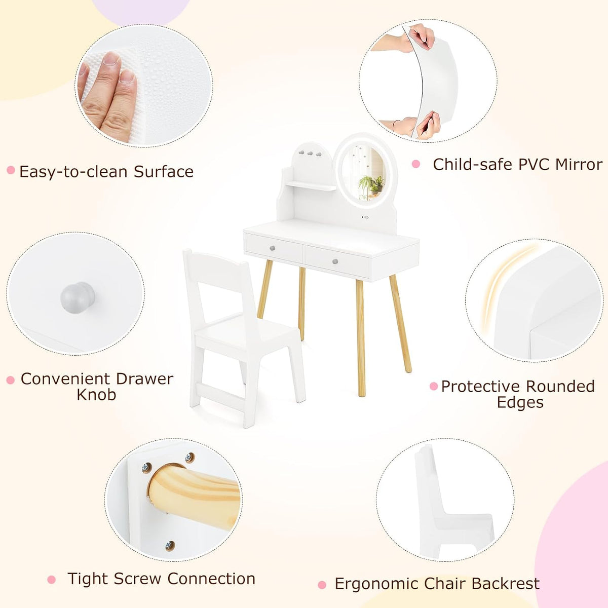 White Kids Vanity Set