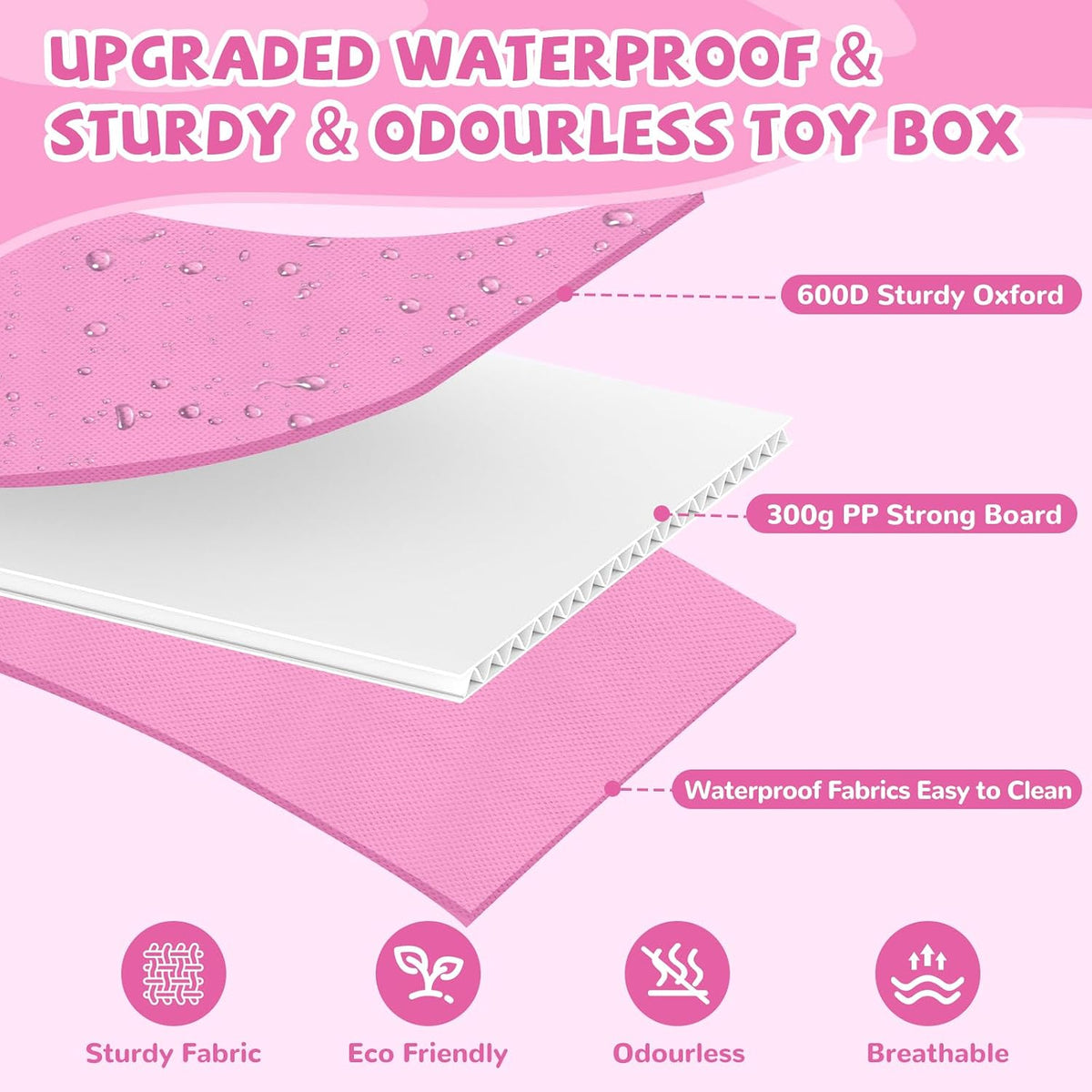 Pink Divided Foldable Toy Chest