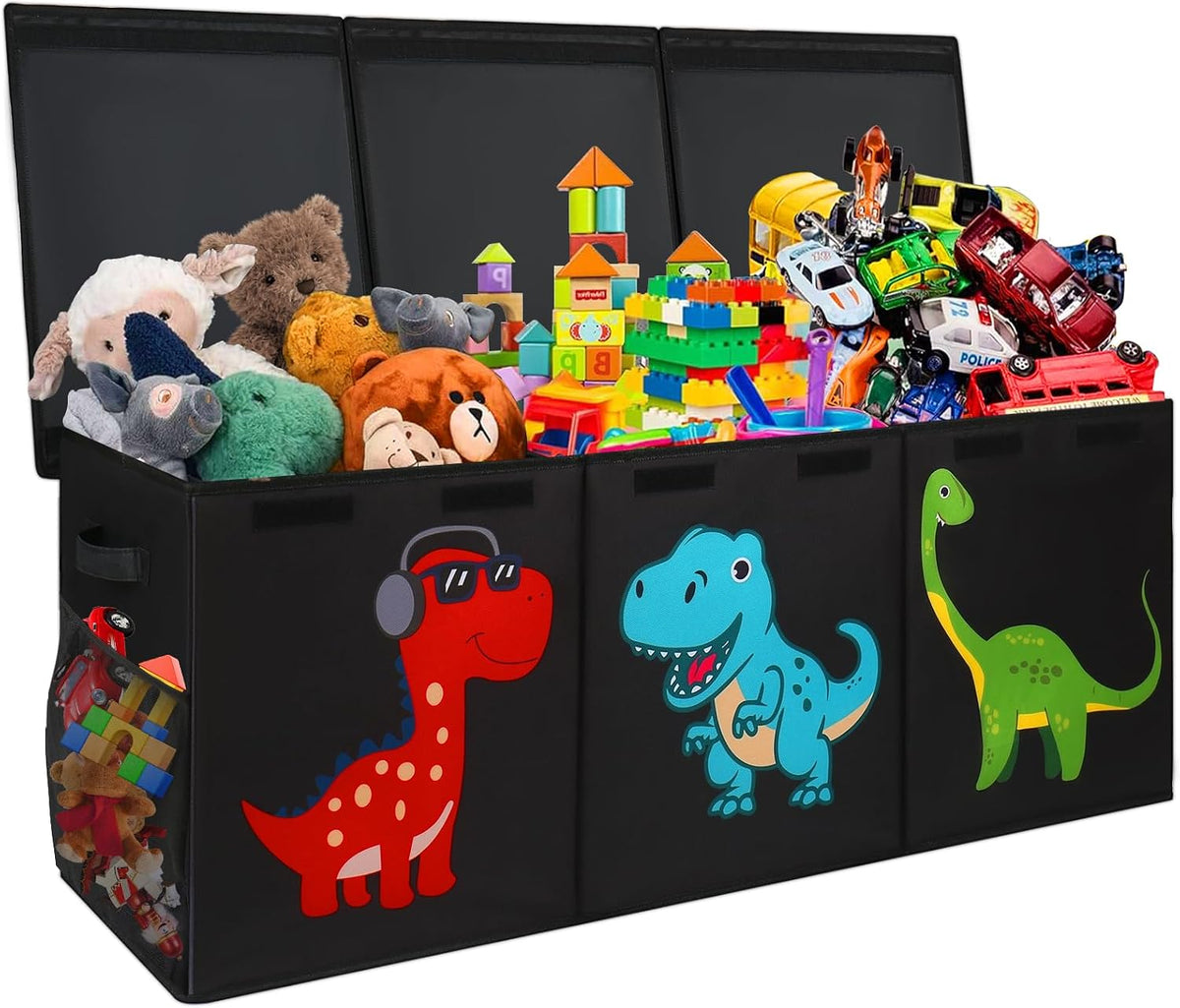 Black Divided Foldable Large Toy Chest