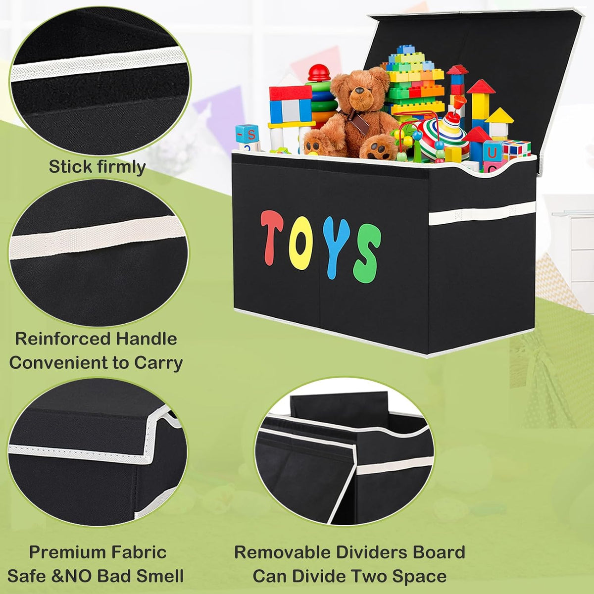 Black Foldable Toy Chest