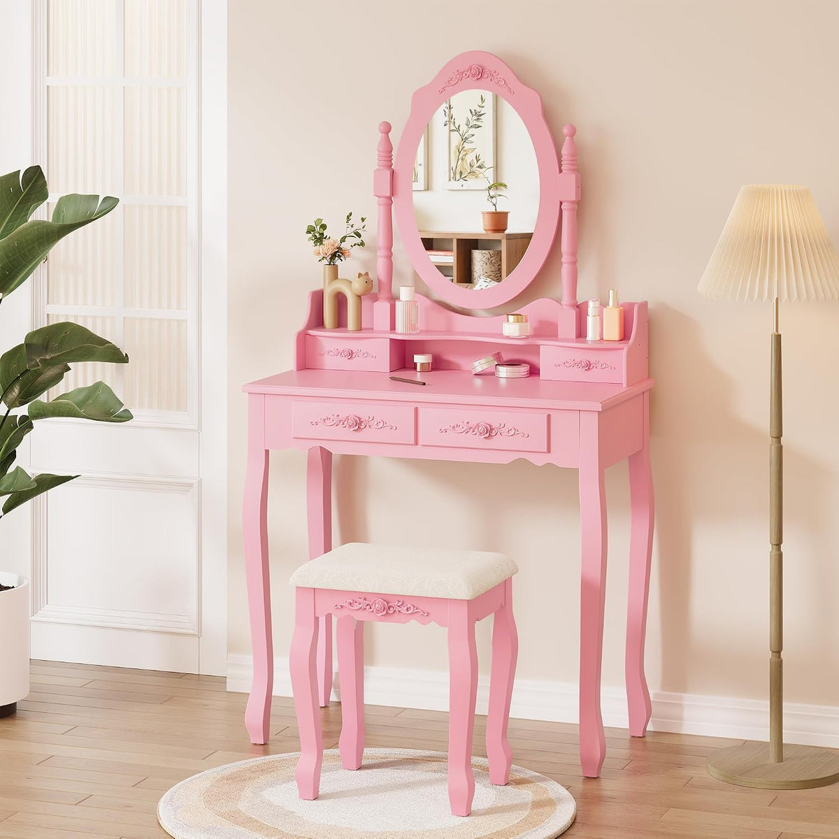 Girls Pink Vanity Desk Set