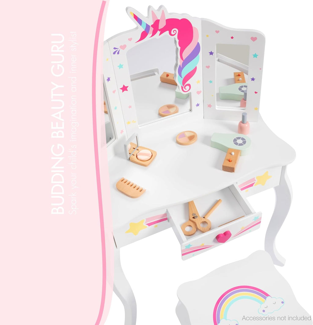 Kids Wooden Princess Vanity Set