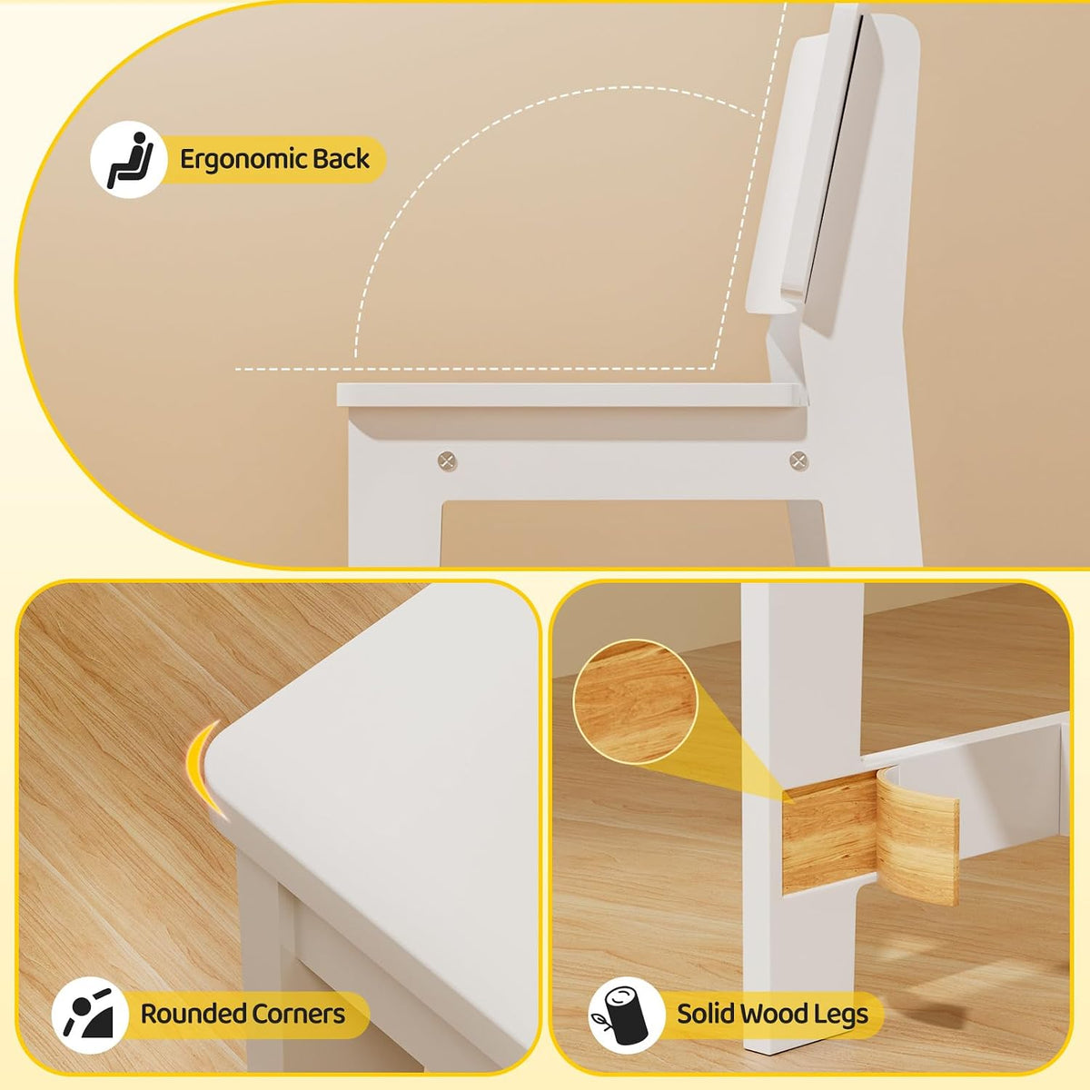 White Kids Desk Chair Set With Bookshelf