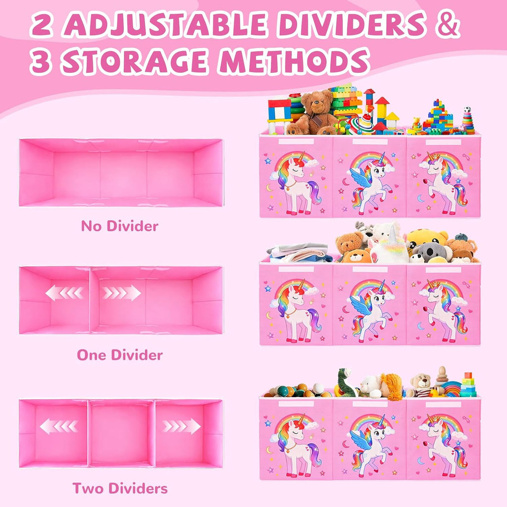 Pink Divided Foldable Toy Chest