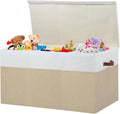 Beige White Divided Foldable Toy Chest