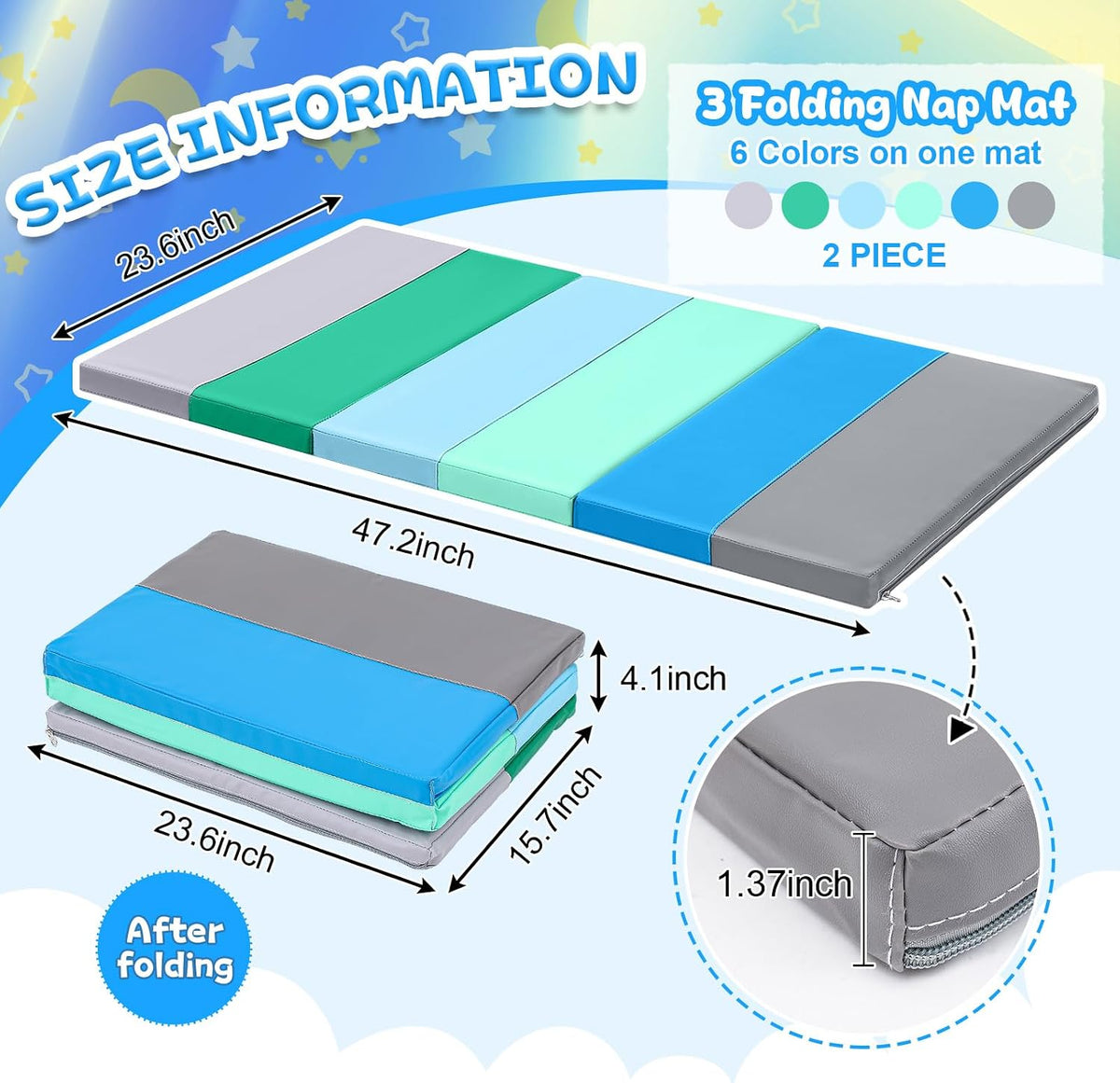 3-Section Foldable Kids Nap Mat