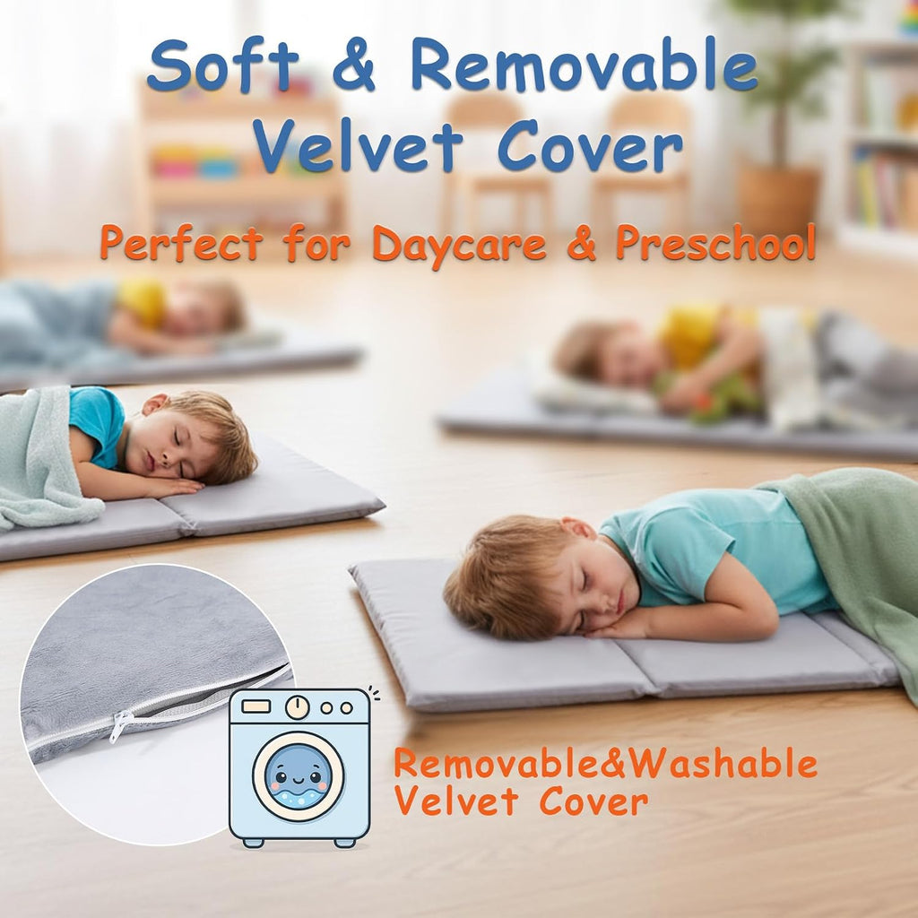 Grey Fleece Foldable Kids Nap Mat
