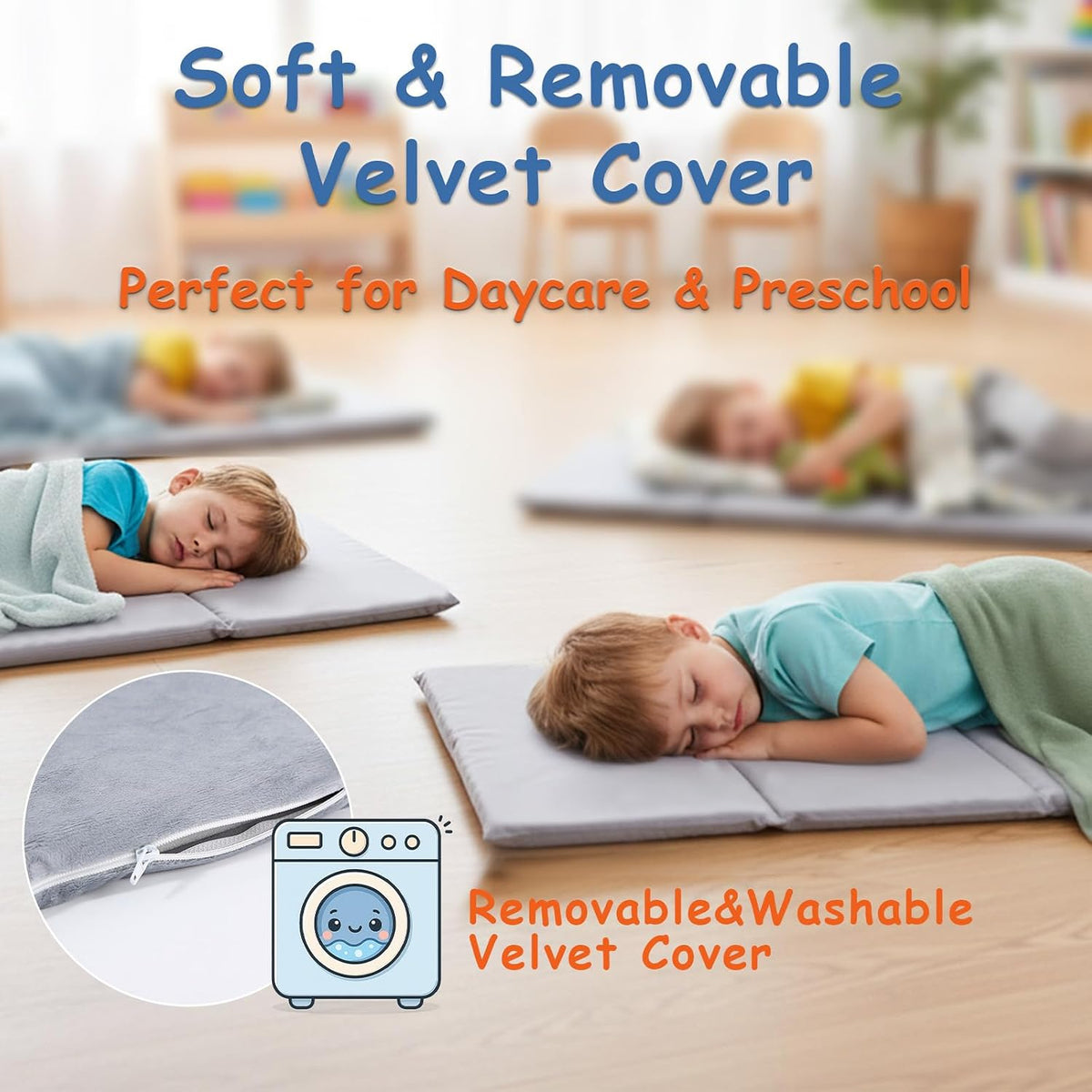 Grey Fleece Foldable Kids Nap Mat