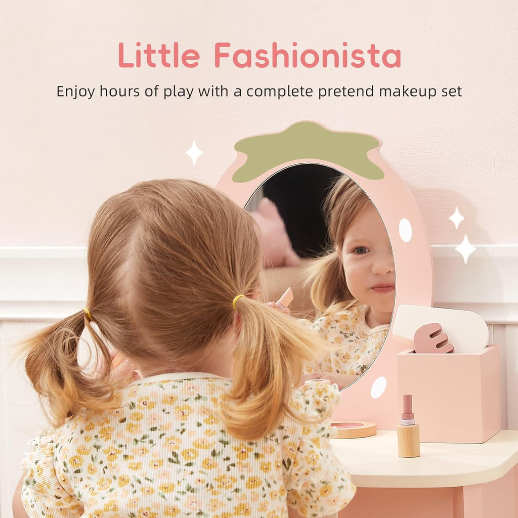 Pink Strawberry Kids Vanity Set