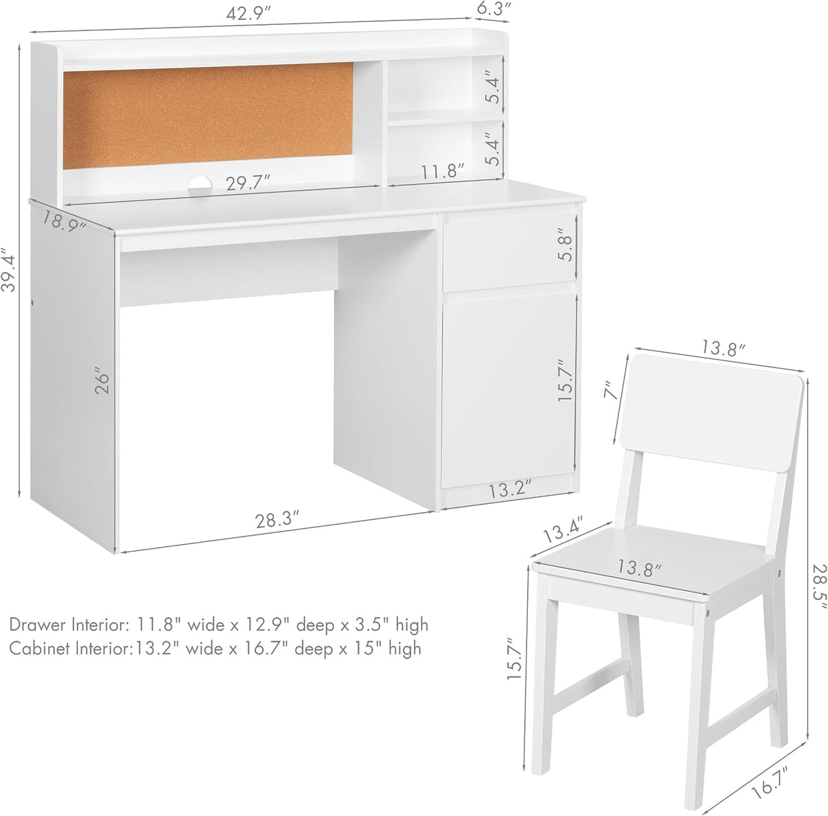 Wooden Kids Desk Chair Set