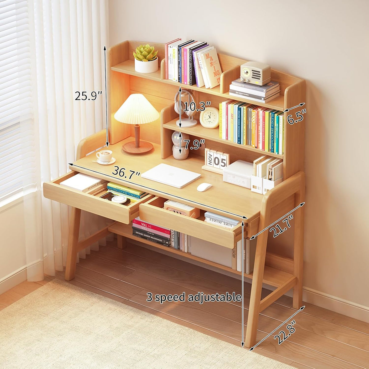 Nature Wooden Adjustable Kids Study Desk
