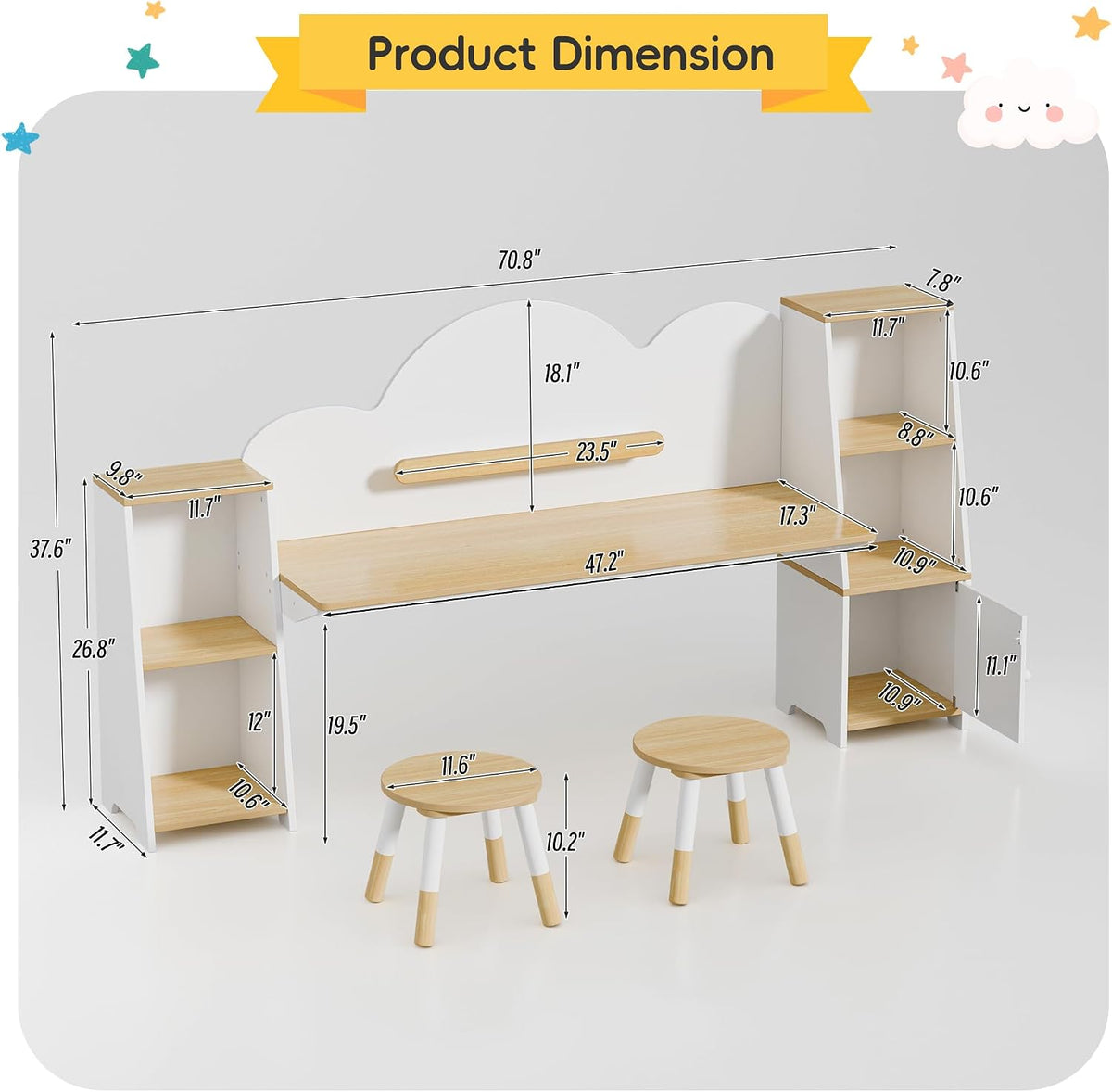 Cloud Dual Kids Study Desk Set