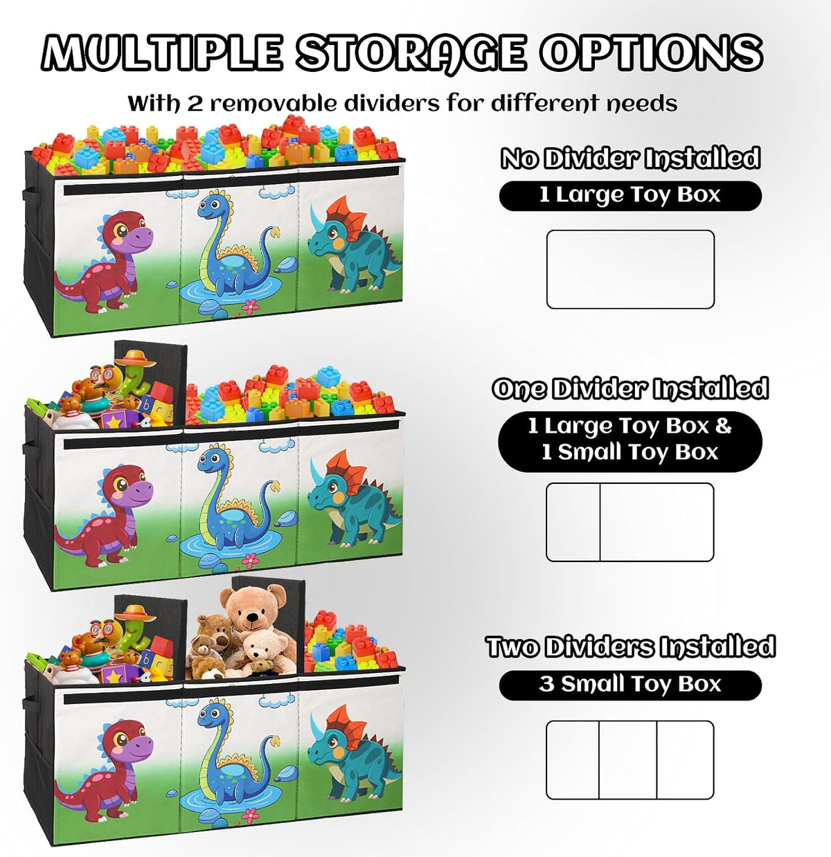 Large Divided Foldable Toy Storage Chest