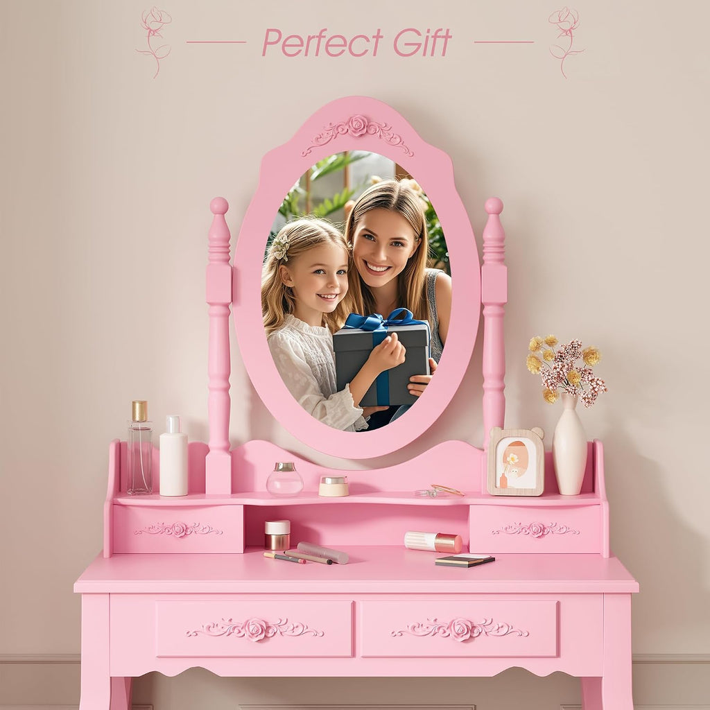 Girls Pink Vanity Desk Set