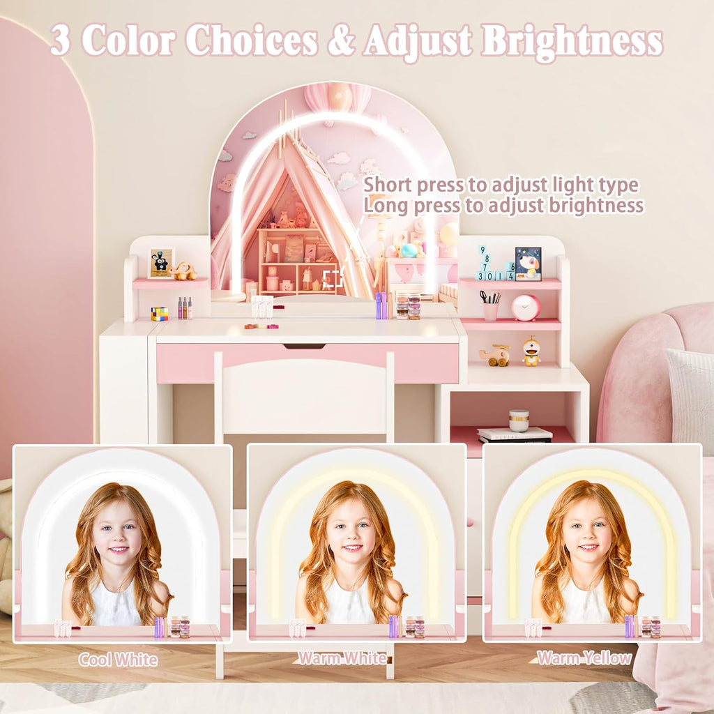 3 in 1 White Kids Vanity Set