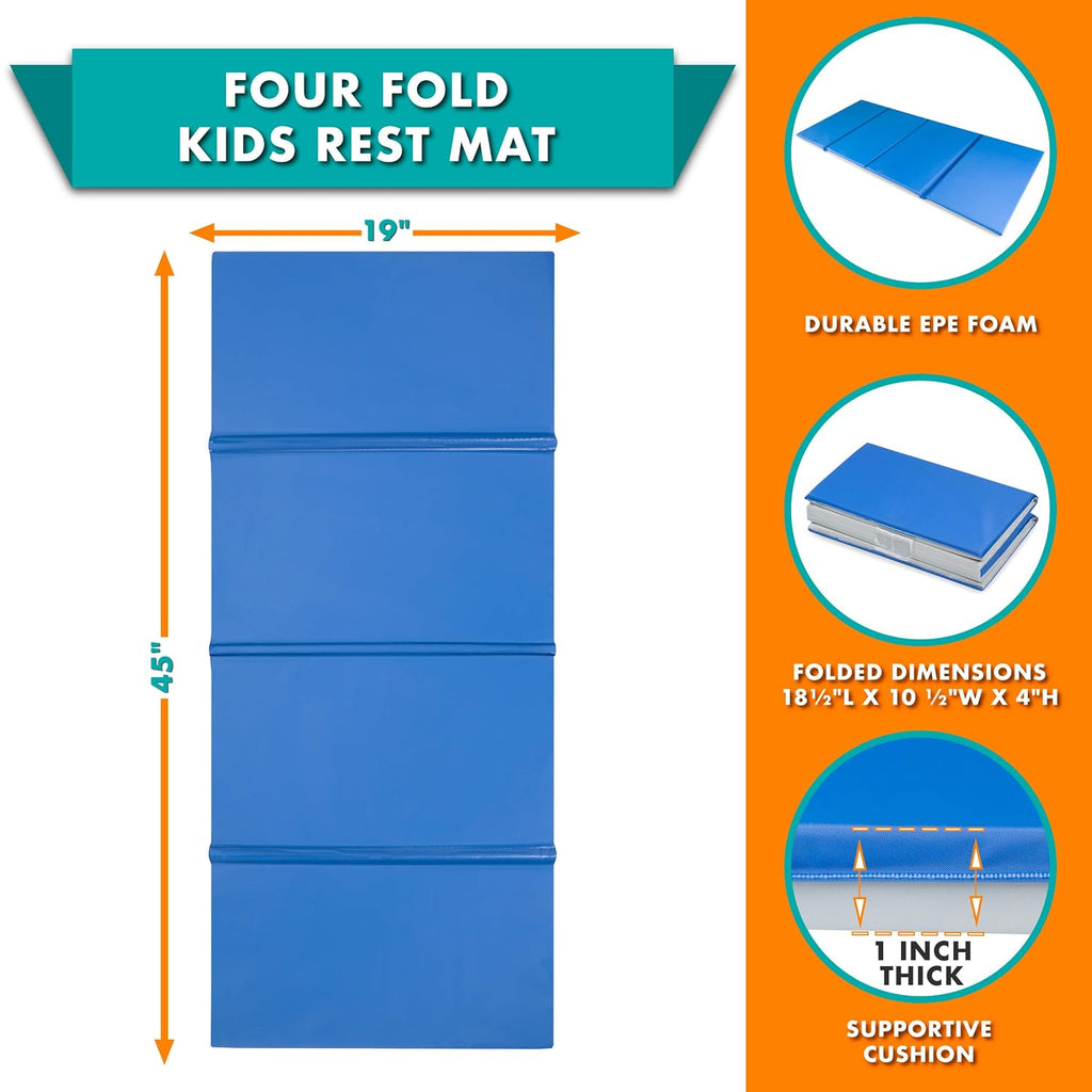 Blue Gray Four-Fold Kids Rest Mat