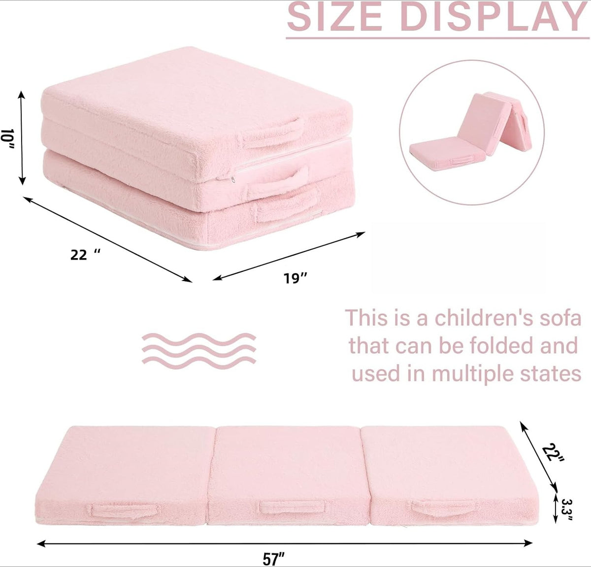 Tri-Fold Washable Kids Floor Nap Mattress
