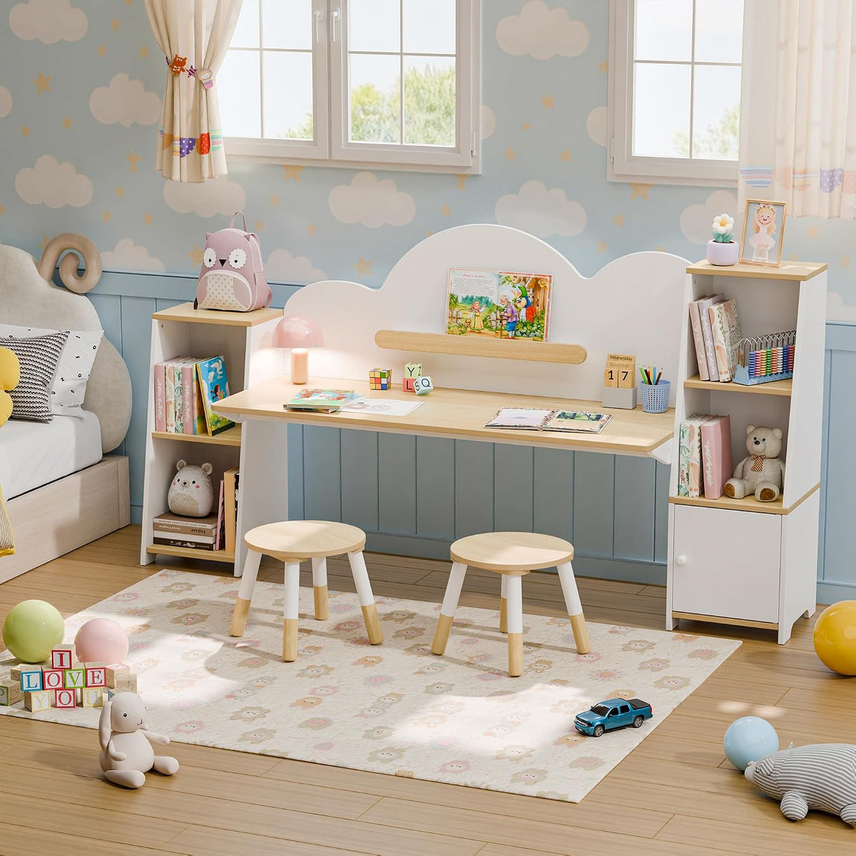 Cloud Dual Kids Study Desk Set