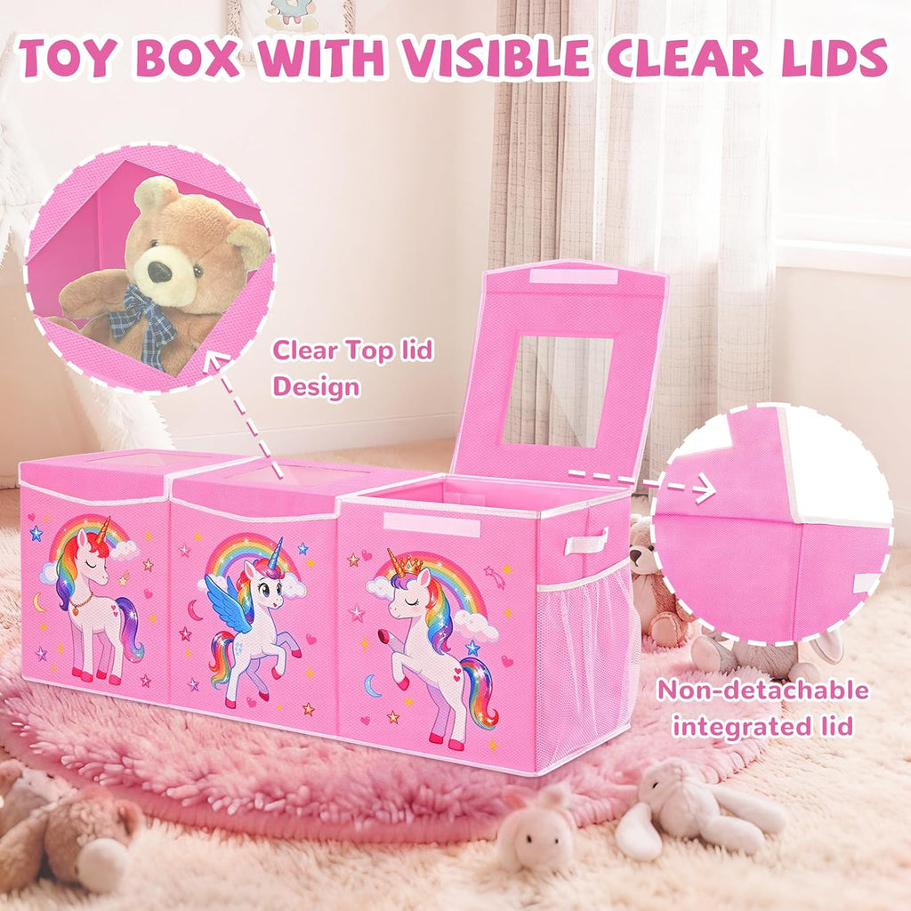 Pink Divided Foldable Toy Chest