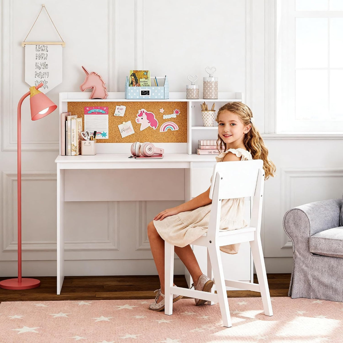 Wooden Kids Desk Chair Set