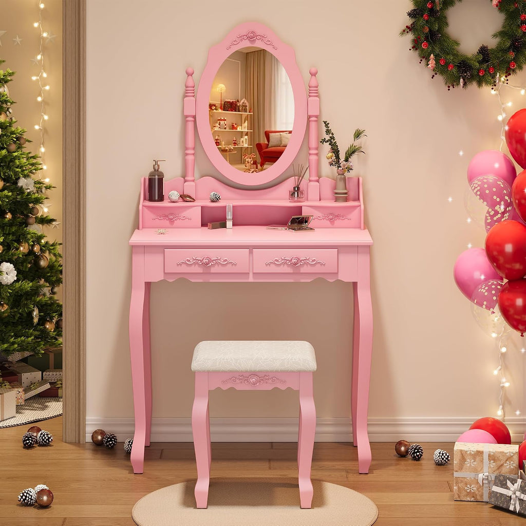 Girls Pink Vanity Desk Set