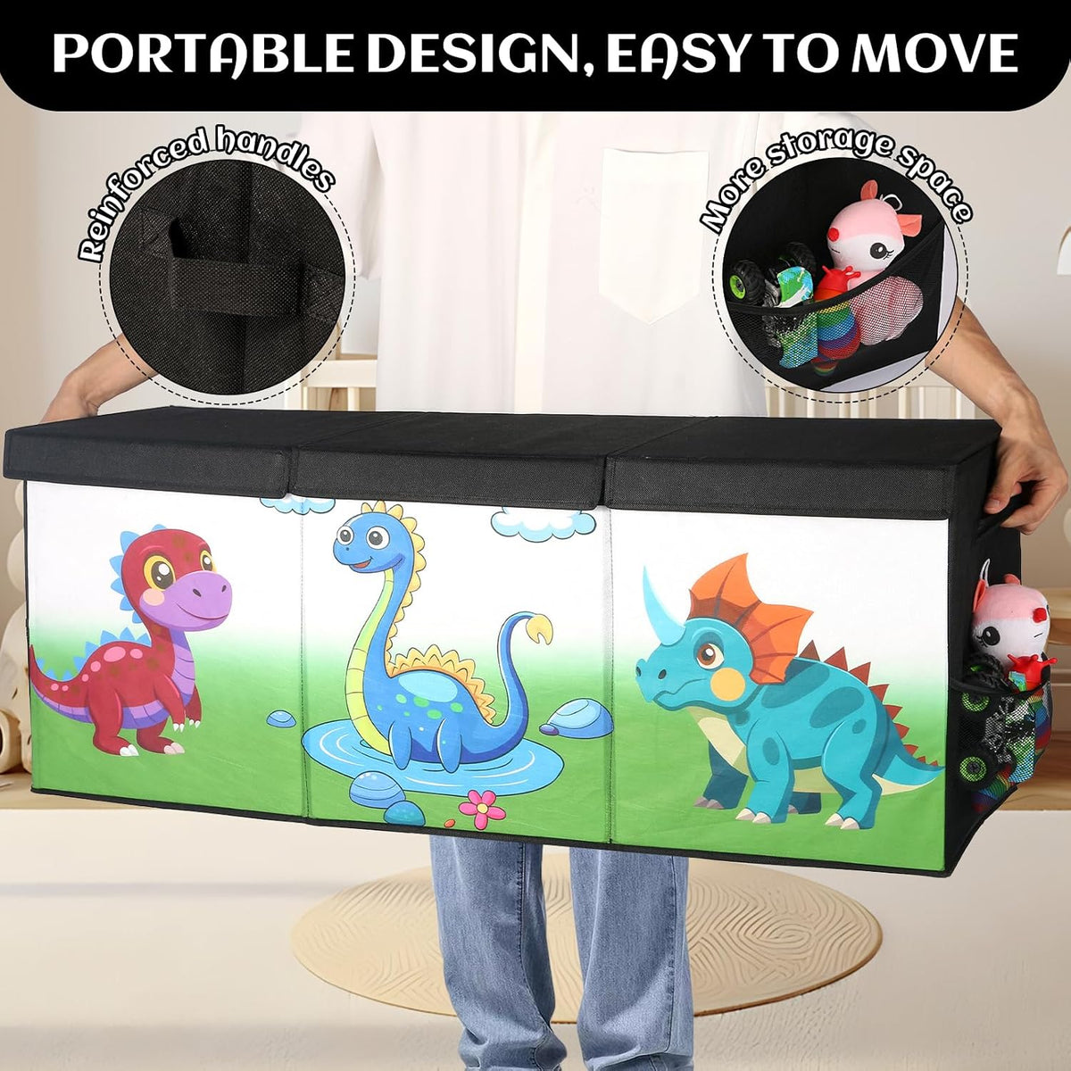Large Divided Foldable Toy Storage Chest