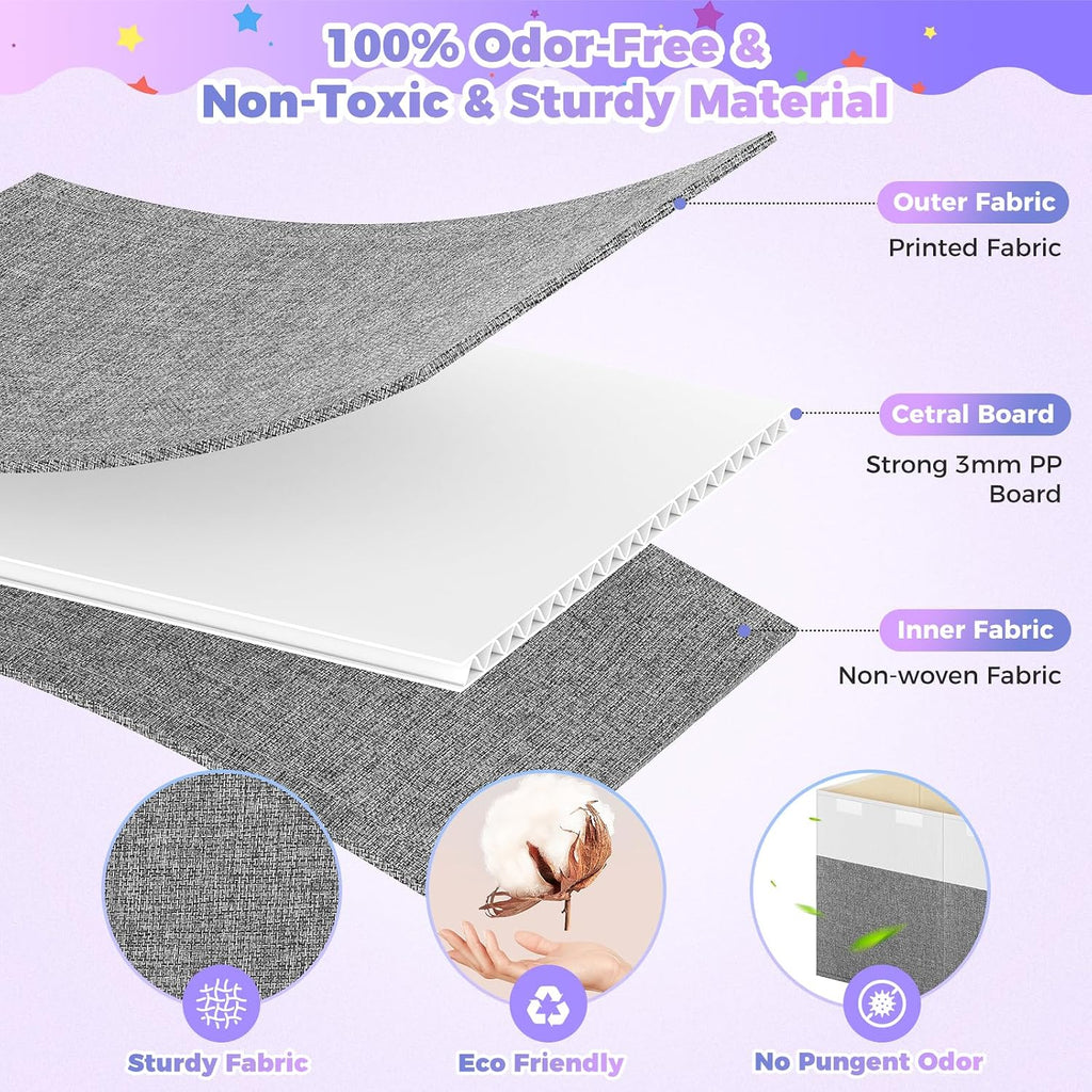 White Gray Divided Foldable Toy Chest