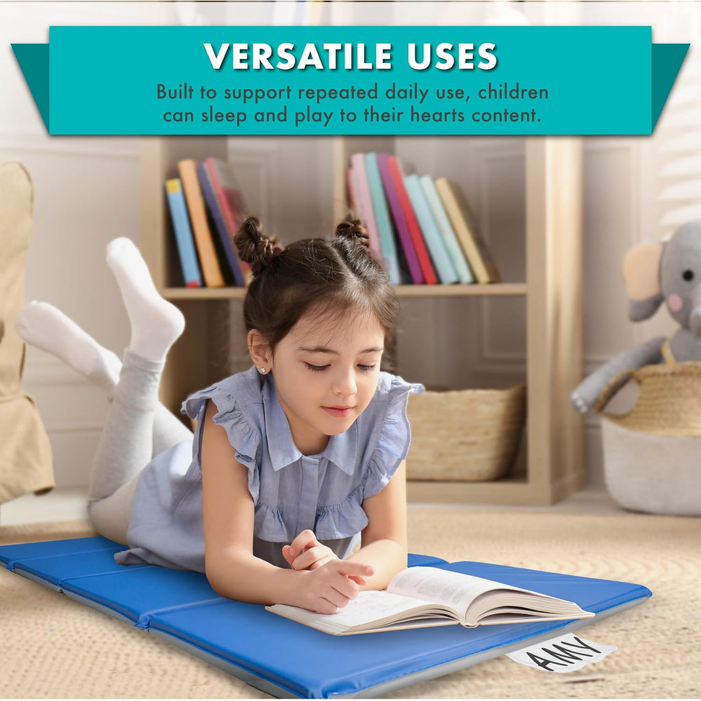 Blue Gray Four-Fold Kids Rest Mat