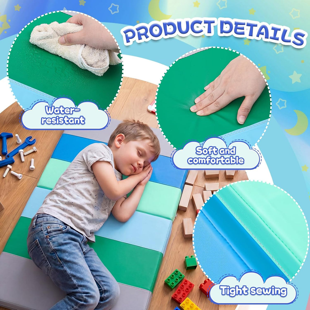 3-Section Foldable Kids Nap Mat