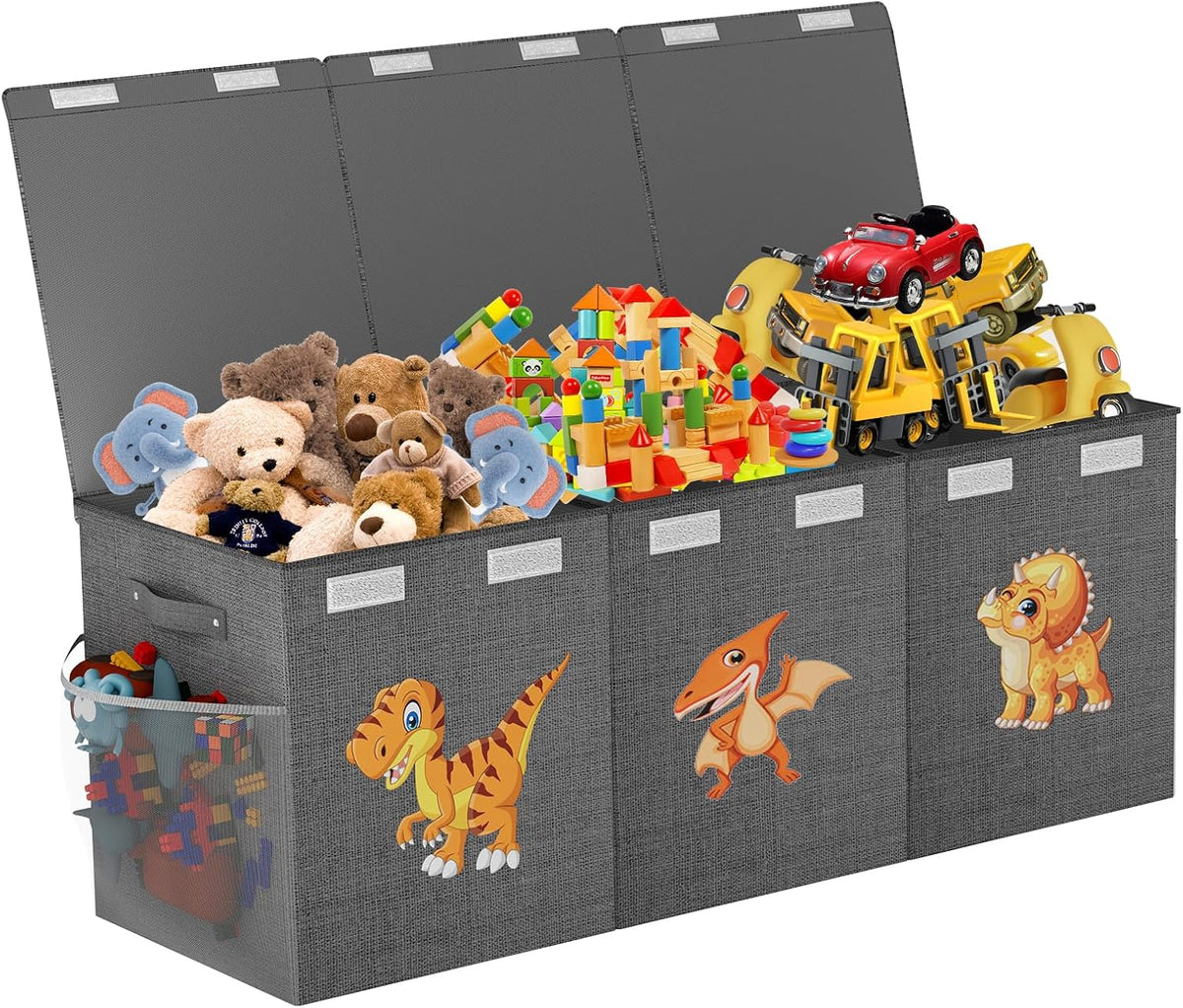 Gray Dinosaur Large Foldable Toy Chest