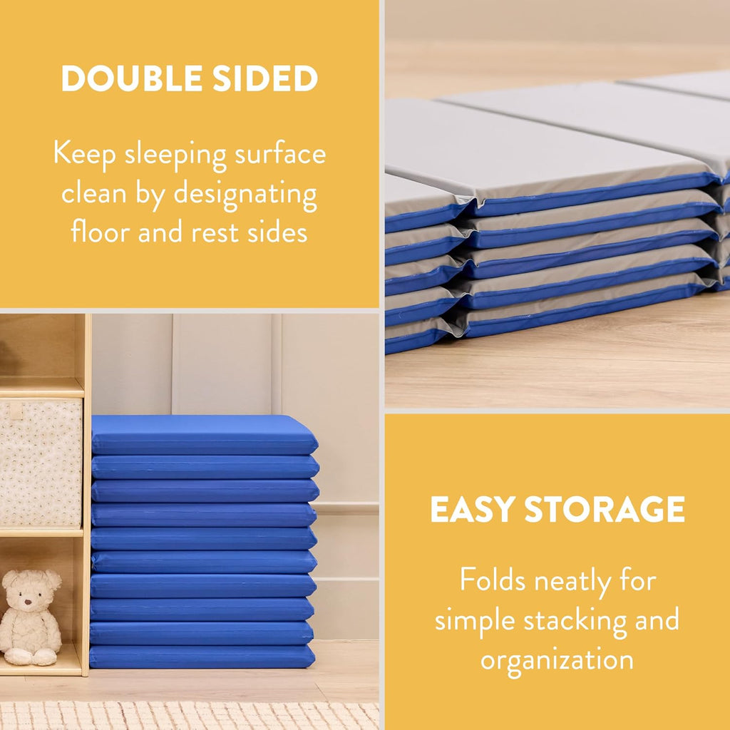 Blue Grey Foldable Kids Nap Mat