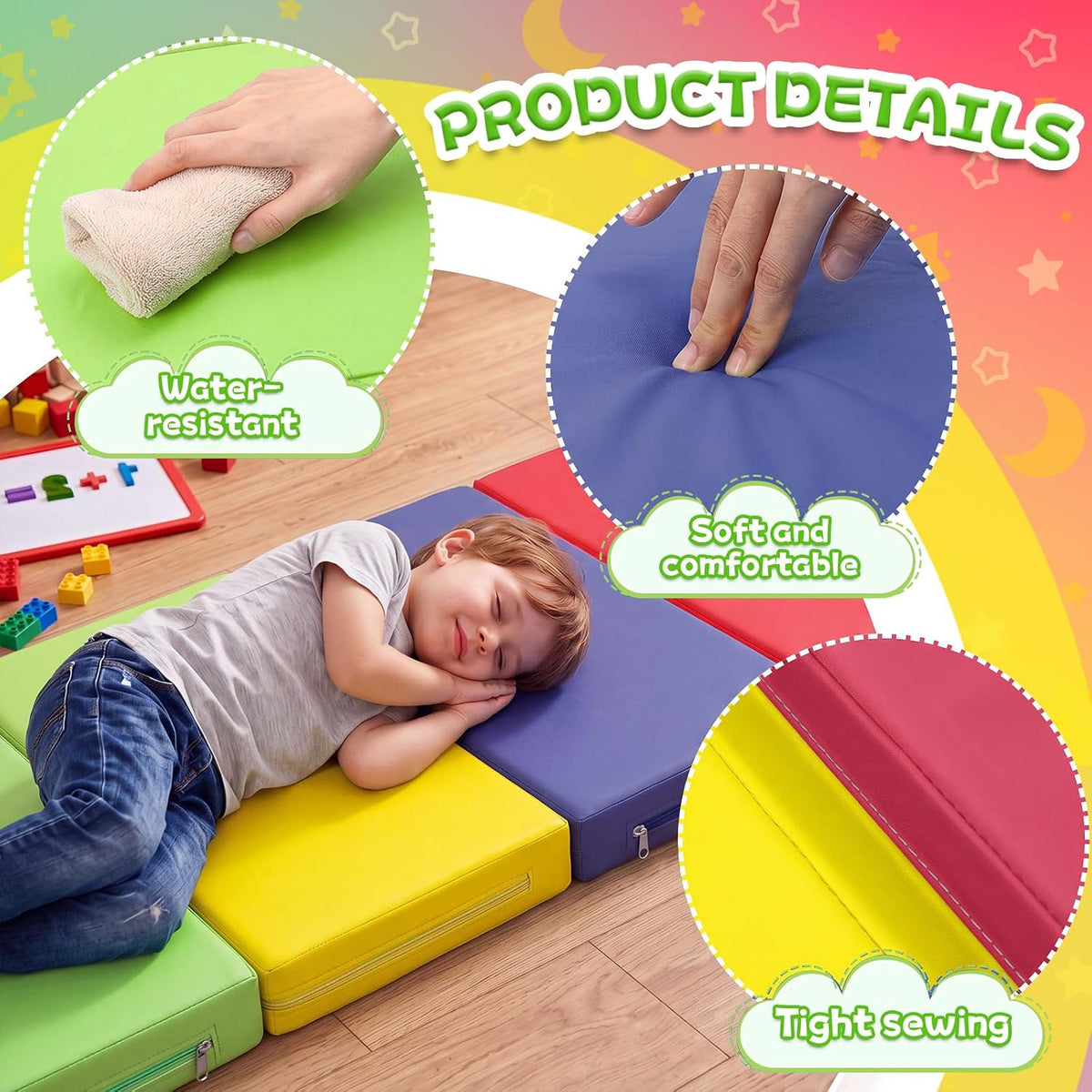 4-Section Thick Kids Nap Mat