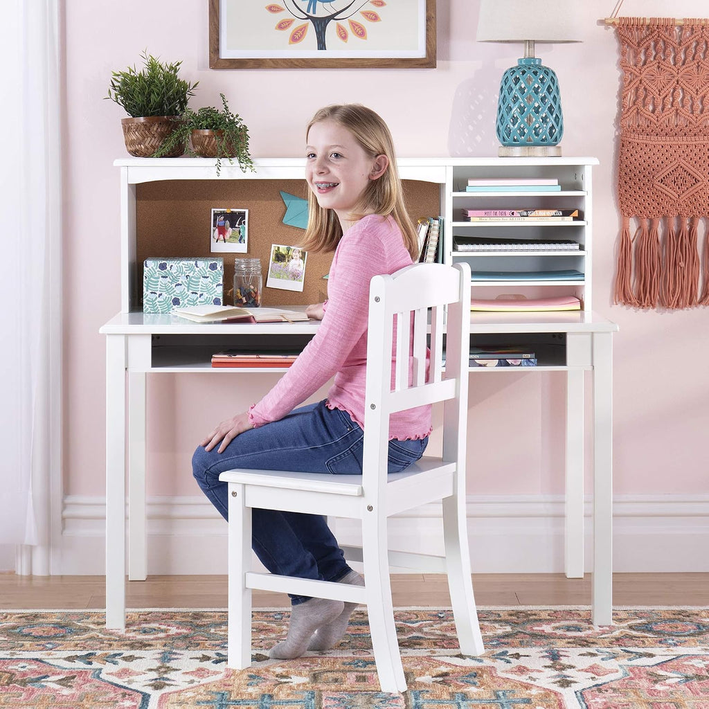 White Kids Media Desk Chair Set