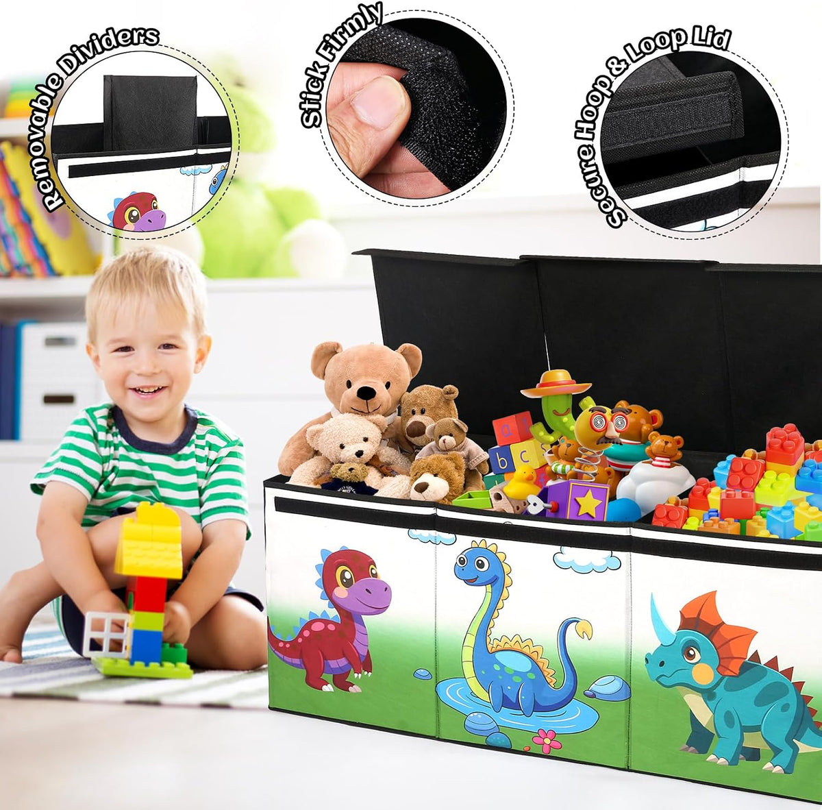 Large Divided Foldable Toy Storage Chest