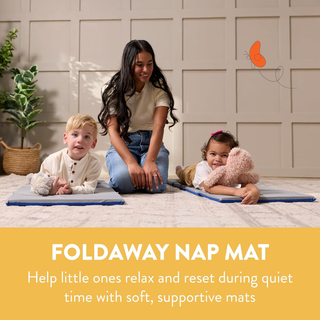 Blue Grey Foldable Kids Nap Mat