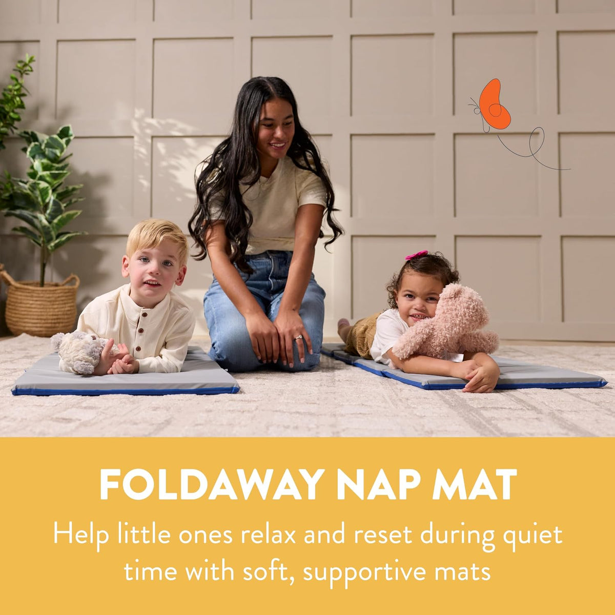 Blue Grey Foldable Kids Nap Mat