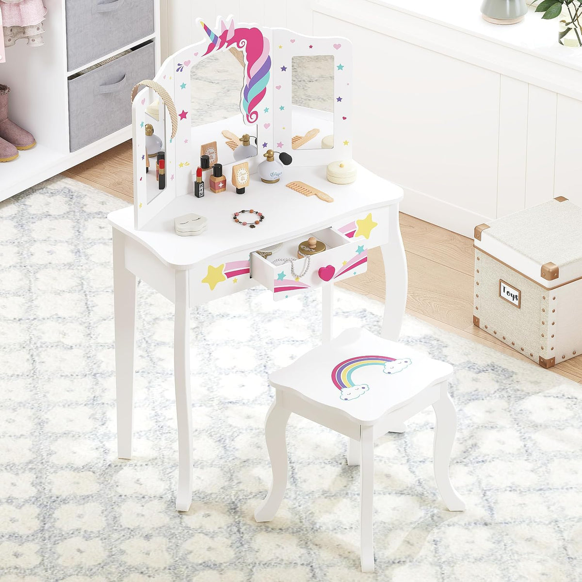 Kids Wooden Princess Vanity Set