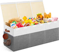White Gray Divided Foldable Toy Chest